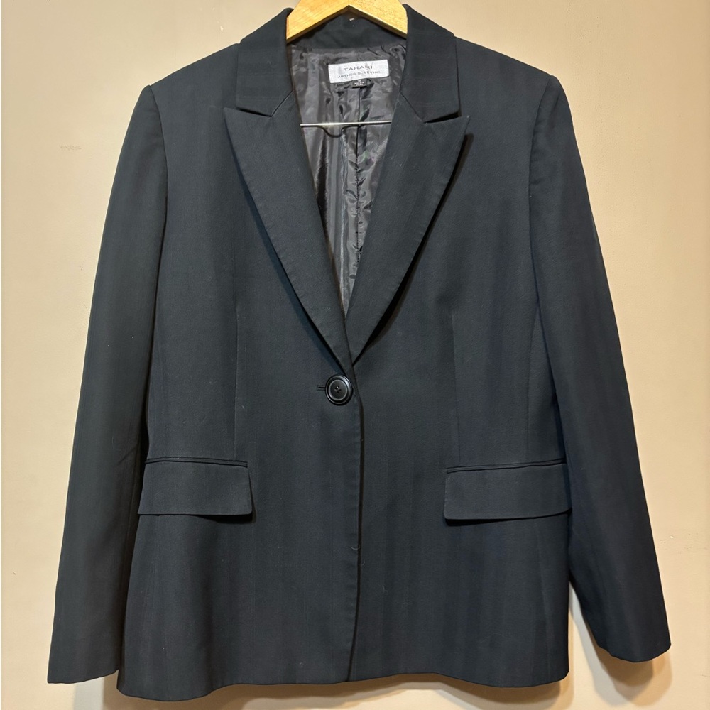 Tahari Single-Button Blazer, Subtle Pin-Striping